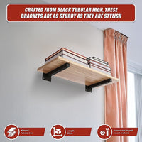 20cm Floating Shelf Brackets Industrial Metal Shelving Supports 4-Pack - Black Furniture Kings Warehouse 