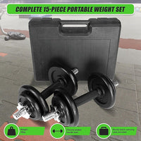 20kg Black Dumbbell Set with Carrying Case Sports & Fitness Kings Warehouse 