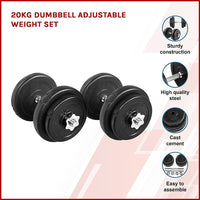 20KG Dumbbell Adjustable Weight Set Kings Warehouse 