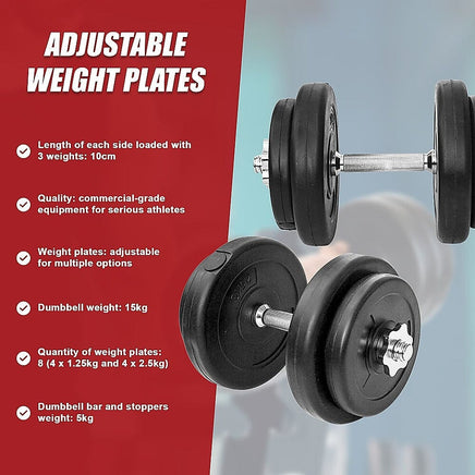20KG Dumbbell Adjustable Weight Set Sports & Fitness Kings Warehouse 
