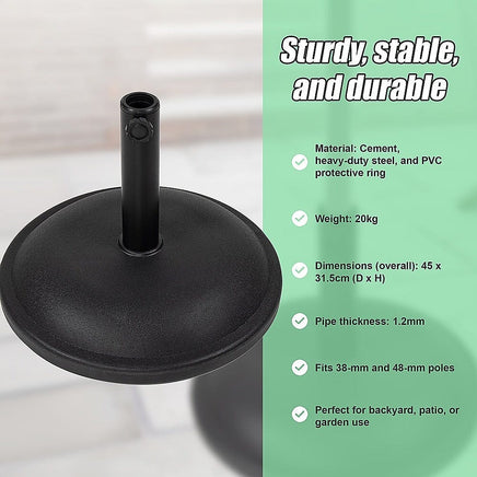 20kg Patio Sun Umbrella Base Durable Parasol Garden Stand Cement Round Home & Garden Kings Warehouse 