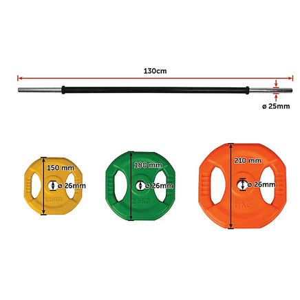 20kg Standard Rubber Coated Barbell Weight Bar for Home Gym Sports & Fitness Kings Warehouse 