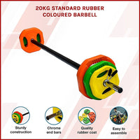 20kg Standard Rubber Coloured Barbell Sports & Fitness Kings Warehouse 