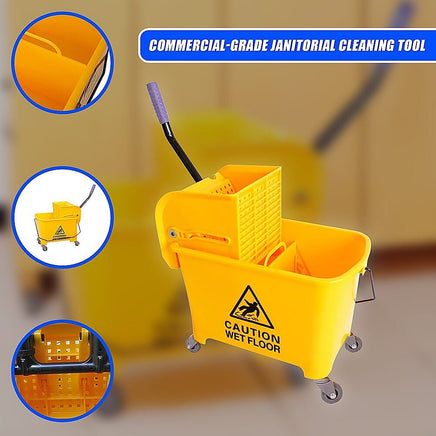 20L Deluxe Mop Wringer Bucket Side Press Janitor Commercial Cleaning Home & Garden Kings Warehouse 