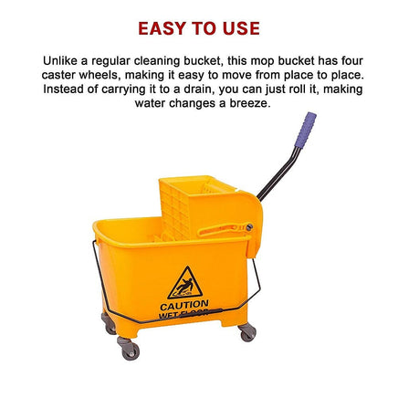20L Deluxe Mop Wringer Bucket Side Press Janitor Commercial Cleaning Home & Garden Kings Warehouse 