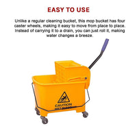 20L Deluxe Mop Wringer Bucket Side Press Janitor Commercial Cleaning Kings Warehouse 