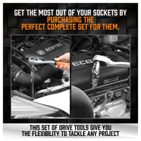 20Pc Socket Extension & Adaptor Set Flexible Joint Reducer Combination Drive Kit Auto Accessories Kings Warehouse 