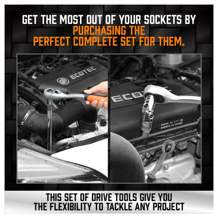 20Pc Socket Extension & Adaptor Set Flexible Joint Reducer Combination Drive Kit Auto Accessories Kings Warehouse 