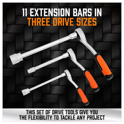 20Pc Socket Extension & Adaptor Set Flexible Joint Reducer Combination Drive Kit Auto Accessories Kings Warehouse 