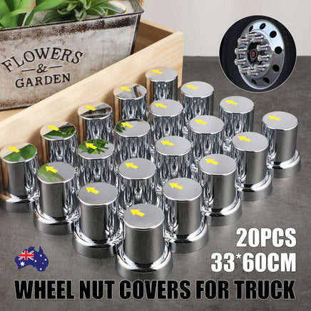 20PCS ABS Wheel Nut Covers Safety Arrow Chrome Caps For Trucks Trailers Bus AU Auto Accessories Kings Warehouse 