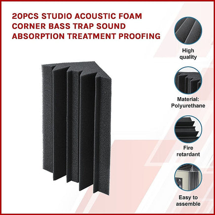 20pcs Studio Acoustic Foam Corner Bass Trap Sound Absorption Treatment Proofing Audio & Video Kings Warehouse 