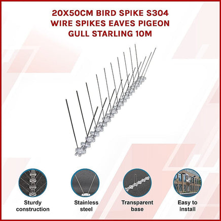 20x 50cm Bird Spike S304 wire Spikes Eaves Pigeon Gull Starling 10M Home & Garden Kings Warehouse 