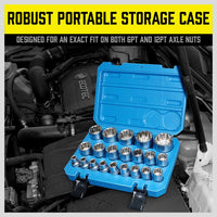 21Pc 12-Point Socket Set 1/2-inch Drive Grip Sleeve Storage Case Metric 8mm-36mm Tools Kings Warehouse 