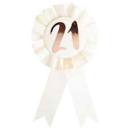 21st Birthday Rose Gold on White Rosette Badge Kings Warehouse 
