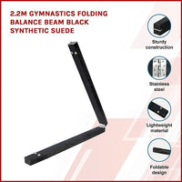 2.2m Gymnastics Folding Balance Beam Black Synthetic Suede Kings Warehouse 