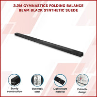 2.2m Gymnastics Folding Balance Beam Black Synthetic Suede Sports & Fitness Kings Warehouse 