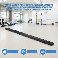 2.2m Gymnastics Folding Balance Beam Black Synthetic Suede Sports & Fitness Kings Warehouse 