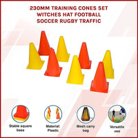 230mm Training Cones Set Witches Hat Football Soccer Rugby Traffic Sports & Fitness Kings Warehouse 