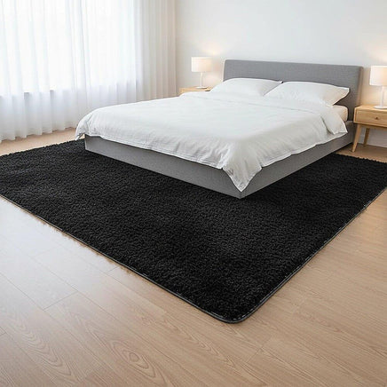 230x160cm Floor Rugs Large Shaggy Rug Area Carpet Bedroom Living Room Mat - Black Home & Garden Kings Warehouse 