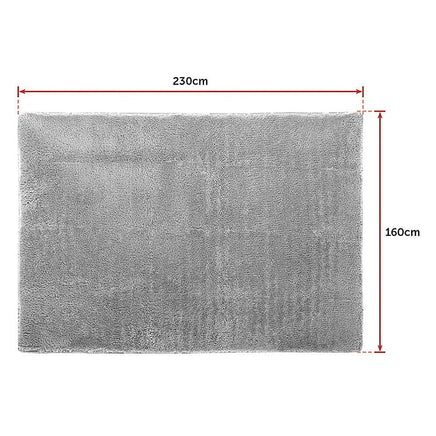 230x160cm Floor Rugs Large Shaggy Rug Area Carpet Bedroom Living Room Mat - Grey Home & Garden Kings Warehouse 