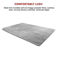 230x160cm Floor Rugs Large Shaggy Rug Area Carpet Bedroom Living Room Mat - Grey Home & Garden Kings Warehouse 