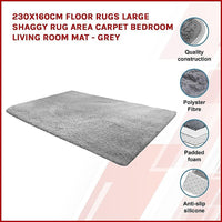 230x160cm Floor Rugs Large Shaggy Rug Area Carpet Bedroom Living Room Mat - Grey Home & Garden Kings Warehouse 