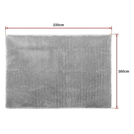 230x160cm Floor Rugs Large Shaggy Rug Area Carpet Bedroom Living Room Mat - Grey Home & Garden Kings Warehouse 