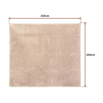 230x200cm Floor Rugs Large Shaggy Rug Area Carpet Bedroom Living Room Mat - Beige Home & Garden Kings Warehouse 
