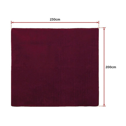 230x200cm Floor Rugs Large Shaggy Rug Area Carpet Bedroom Living Room Mat - Burgundy Home & Garden Kings Warehouse 