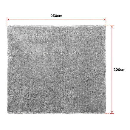 230x200cm Floor Rugs Large Shaggy Rug Area Carpet Bedroom Living Room Mat - Grey Home & Garden Kings Warehouse 