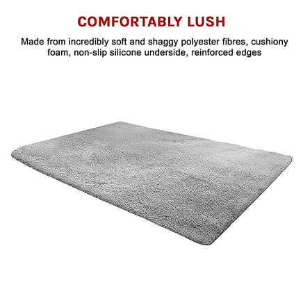 230x200cm Floor Rugs Large Shaggy Rug Area Carpet Bedroom Living Room Mat - Grey Home & Garden Kings Warehouse 