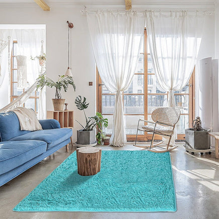 230x200cm Floor Rugs Large Shaggy Rug Area Carpet Bedroom Living Room Mat - Turquoise Home & Garden Kings Warehouse 