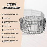 24" 8 Panel Pet Dog Playpen Puppy Exercise Cage Enclosure Fence Play Pen Pet Care Kings Warehouse 