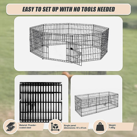 24" 8 Panel Pet Dog Playpen Puppy Exercise Cage Enclosure Fence Play Pen Pet Care Kings Warehouse 