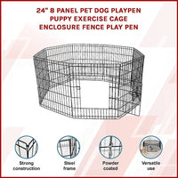 24" 8 Panel Pet Dog Playpen Puppy Exercise Cage Enclosure Fence Play Pen Pet Care Kings Warehouse 