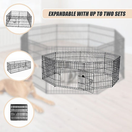 24" 8 Panel Pet Dog Playpen Puppy Exercise Cage Enclosure Fence Play Pen Pet Care Kings Warehouse 