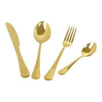 24-piece Gold Cutlery Flatware Stainless Steel Silverware Set Reflective Mirror Finish Home & Garden Kings Warehouse 