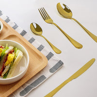24-piece Gold Cutlery Flatware Stainless Steel Silverware Set Reflective Mirror Finish Home & Garden Kings Warehouse 