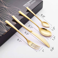 24-Piece Stainless Steel Gold Set, Knife Fork Spoon Flatware Set Cutlery Set, Mirror Finish Kings Warehouse 