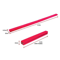 2.4m (8FT) Gymnastics Folding Balance Beam Pink Synthetic Suede Sports & Fitness Kings Warehouse 