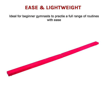 2.4m (8FT) Gymnastics Folding Balance Beam Pink Synthetic Suede Sports & Fitness Kings Warehouse 