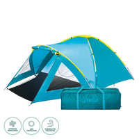2.4m x 2.1m Tent 3 Person UV Protected Double Layered Carry Bag Pegs Kings Warehouse 