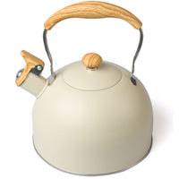 2.5 Liter Tea Whistling Kettle Stainless Steel Modern Whistling Tea Pot for Stovetop Cream Kings Warehouse 