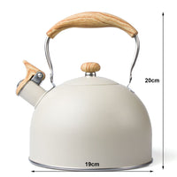 2.5 Liter Tea Whistling Kettle Stainless Steel Modern Whistling Tea Pot for Stovetop Cream Kings Warehouse 