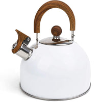 2.5 Liter Tea Whistling Kettle Stainless Steel Modern Whistling Tea Pot for Stovetop White Kings Warehouse 