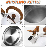 2.5 Liter Tea Whistling Kettle Stainless Steel Modern Whistling Tea Pot for Stovetop White Kings Warehouse 