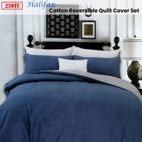 250TC Halifax Cotton Reversible Quilt Cover Set Queen Home & Garden Kings Warehouse 