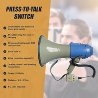 25W Megaphone PA System Loud Speaker Voice Recorder Audio & Video Kings Warehouse 