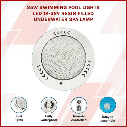 25w Swimming Pool Lights Led 12-32V Resin Filled Underwater Spa lamp Home & Garden Kings Warehouse 