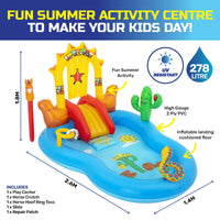 2.6 x 1.8m Inflatable Wild West Water Fun Park Pool With Slide 278L Kings Warehouse 